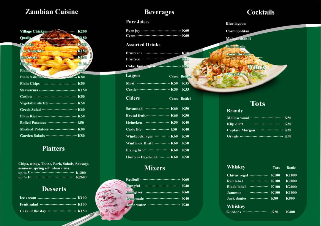 Restaurant menu preview at Spree Guest House